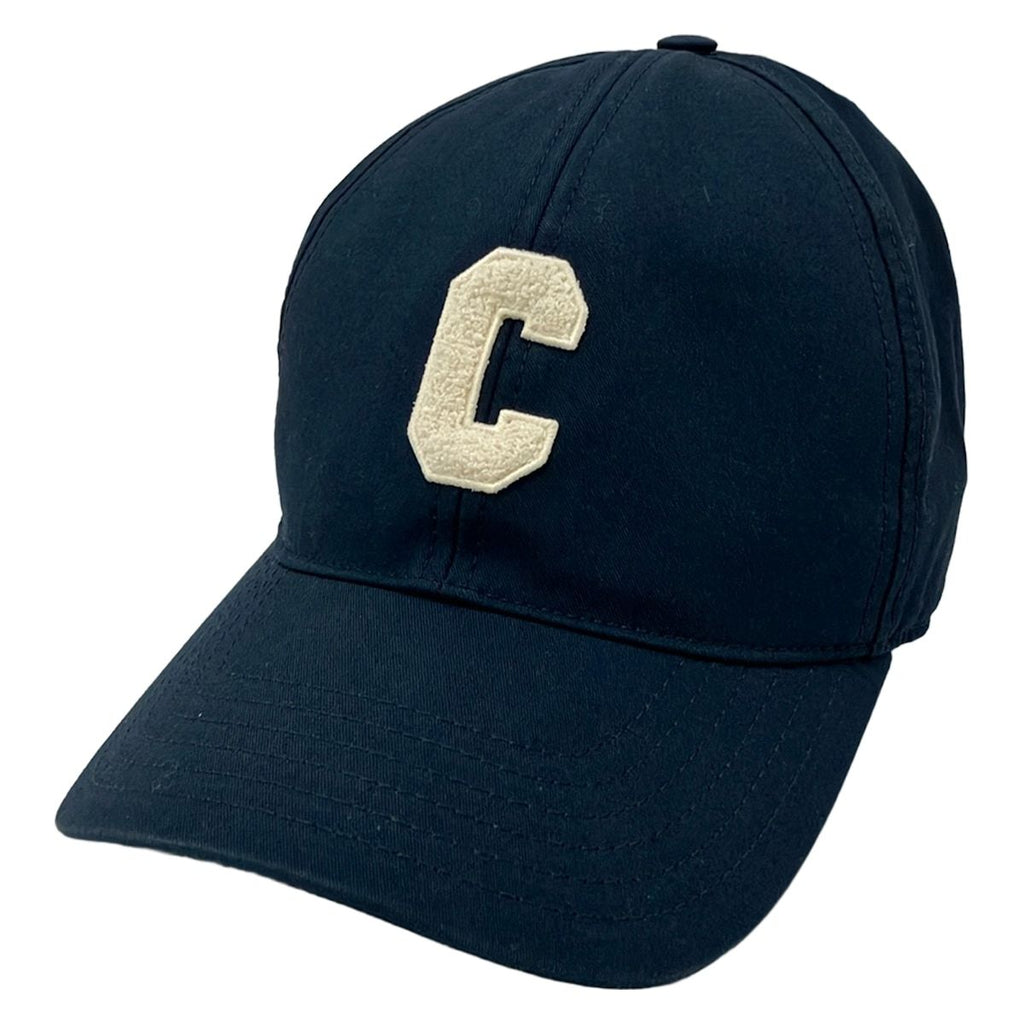 Celine Cap L Initial Baseball Cap Dark Navy Ivory Cotton