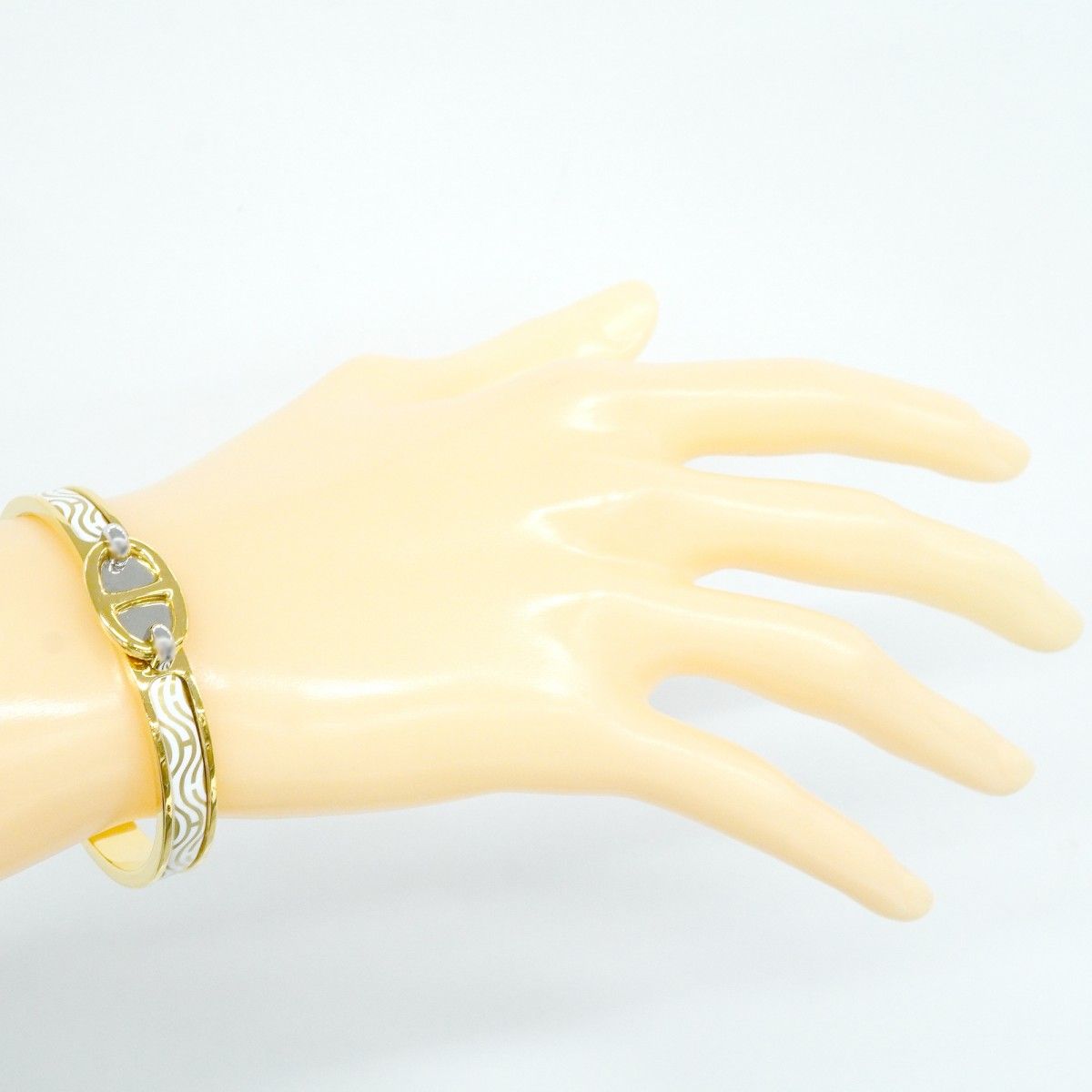 Hermes Bangle Chaine D'ancre Mini Click Gold Plated White Bracelet — view 6