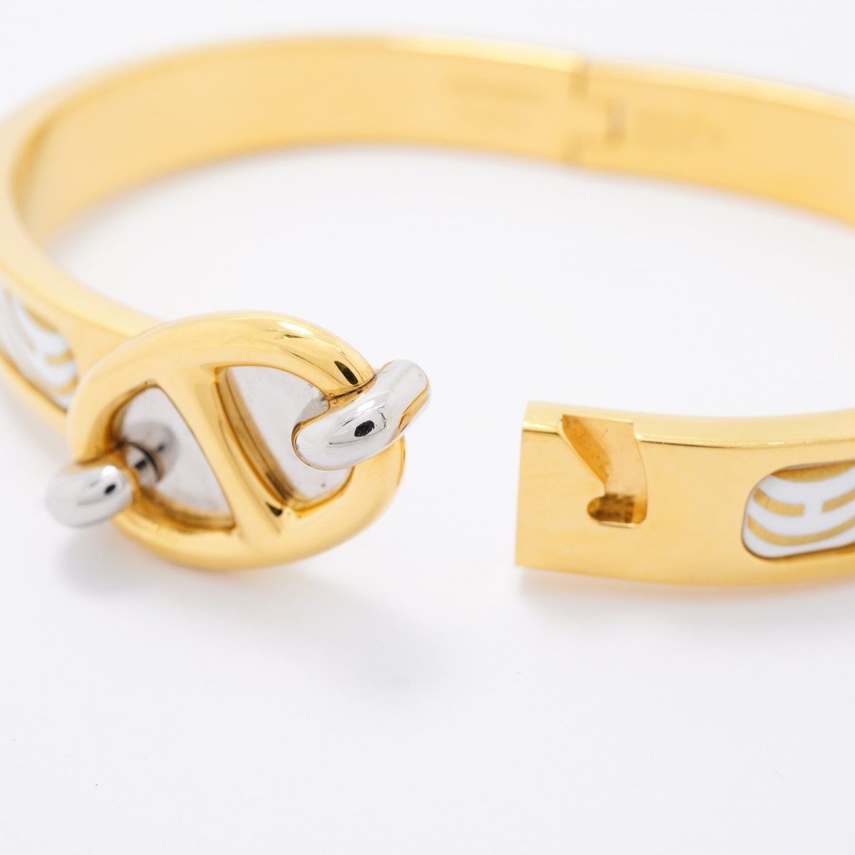 Hermes Bangle Chaine D'ancre Mini Click Gold Plated White Bracelet — view 4