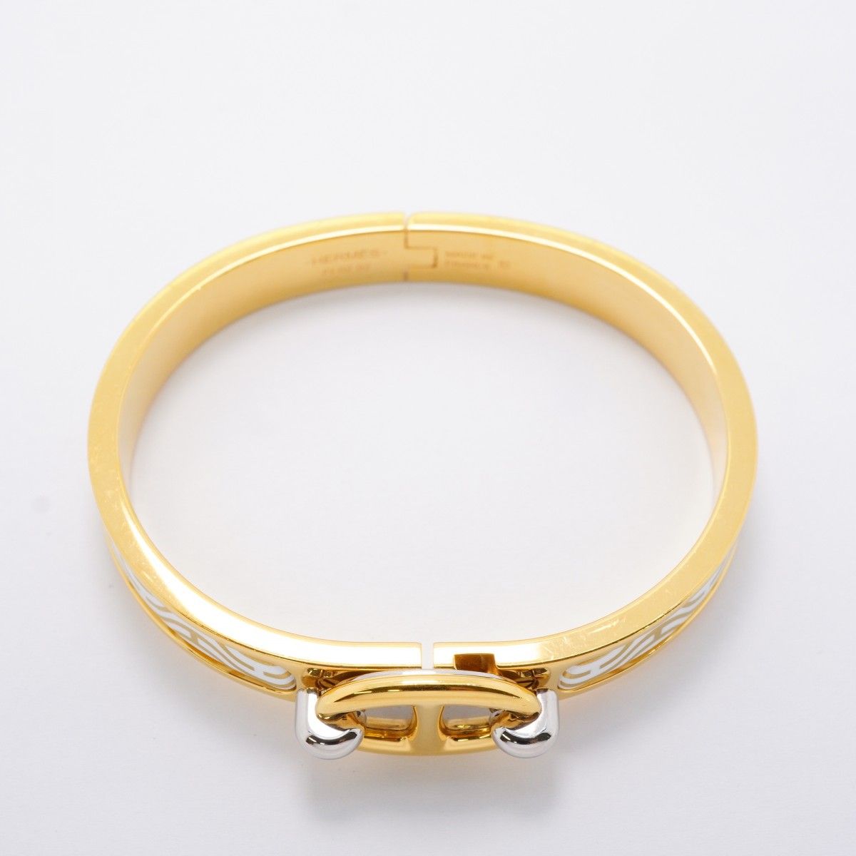 Hermes Bangle Chaine D'ancre Mini Click Gold Plated White Bracelet — view 3