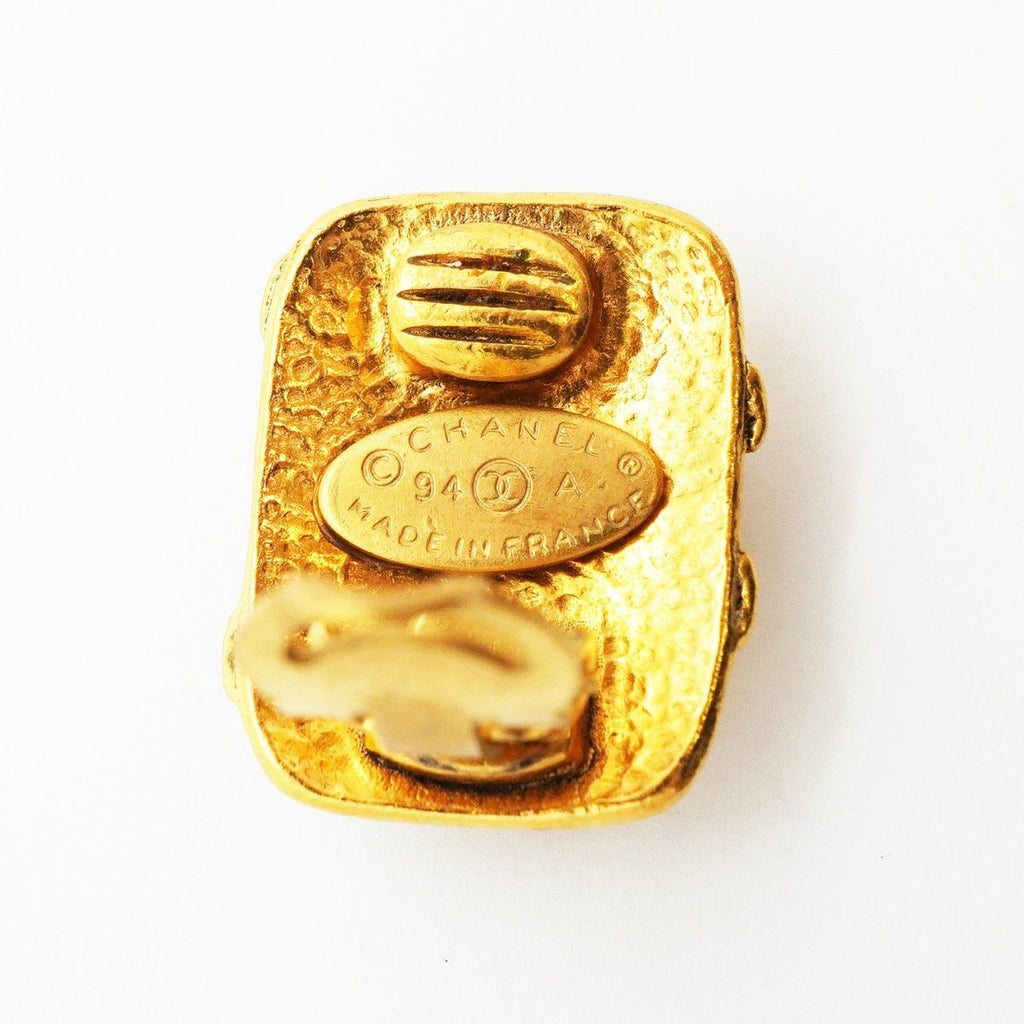 Chanel Earrings Vintage CC Logo Gold Plated — view 4