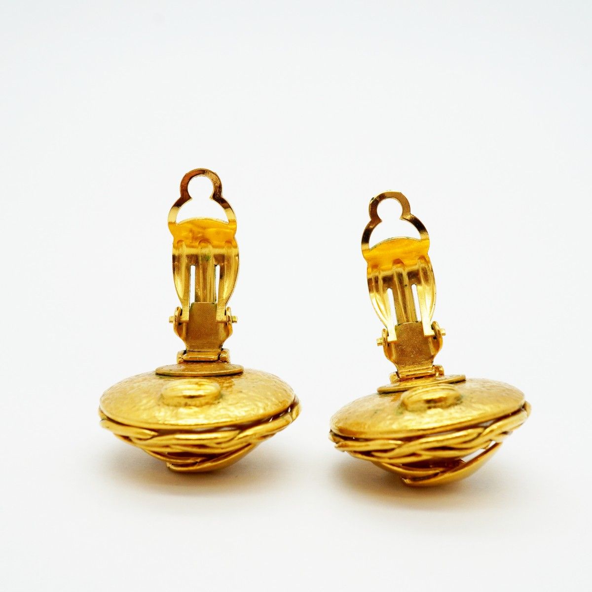 Chanel Earrings Vintage CC Logo Gold Plated Faux Pearl — view 7
