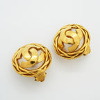 Chanel Earrings Vintage CC Logo Gold Plated Faux Pearl — view 2