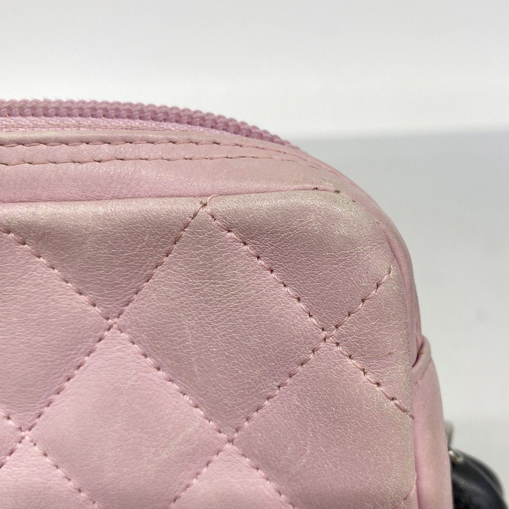 Chanel Shoulder Bag Cambon Lambskin Pink Black Silver — view 7