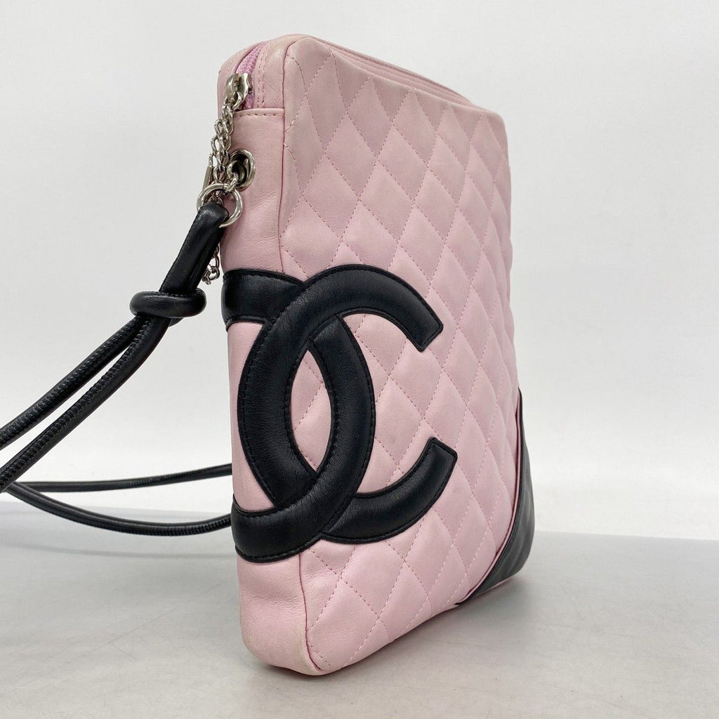 Chanel Shoulder Bag Cambon Lambskin Pink Black Silver — view 2