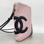 Chanel Shoulder Bag Cambon Lambskin Pink Black Silver — view 2