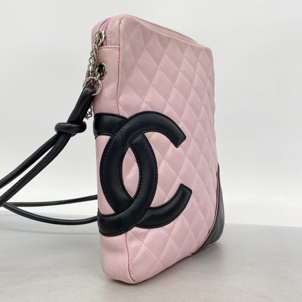 Chanel Shoulder Bag Cambon Lambskin Pink Black Silver — view 2