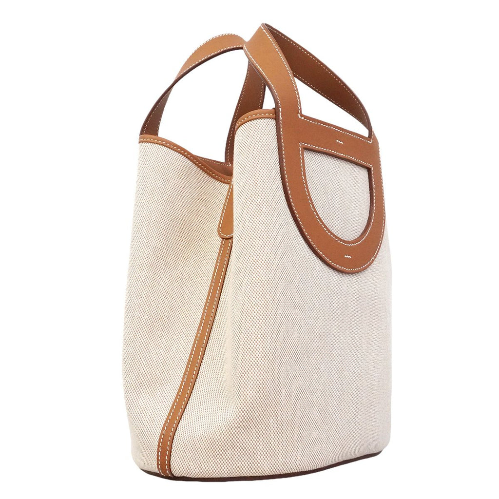Hermes Handbag in the Loop 23 Toile Ash Swift Gold — view 2