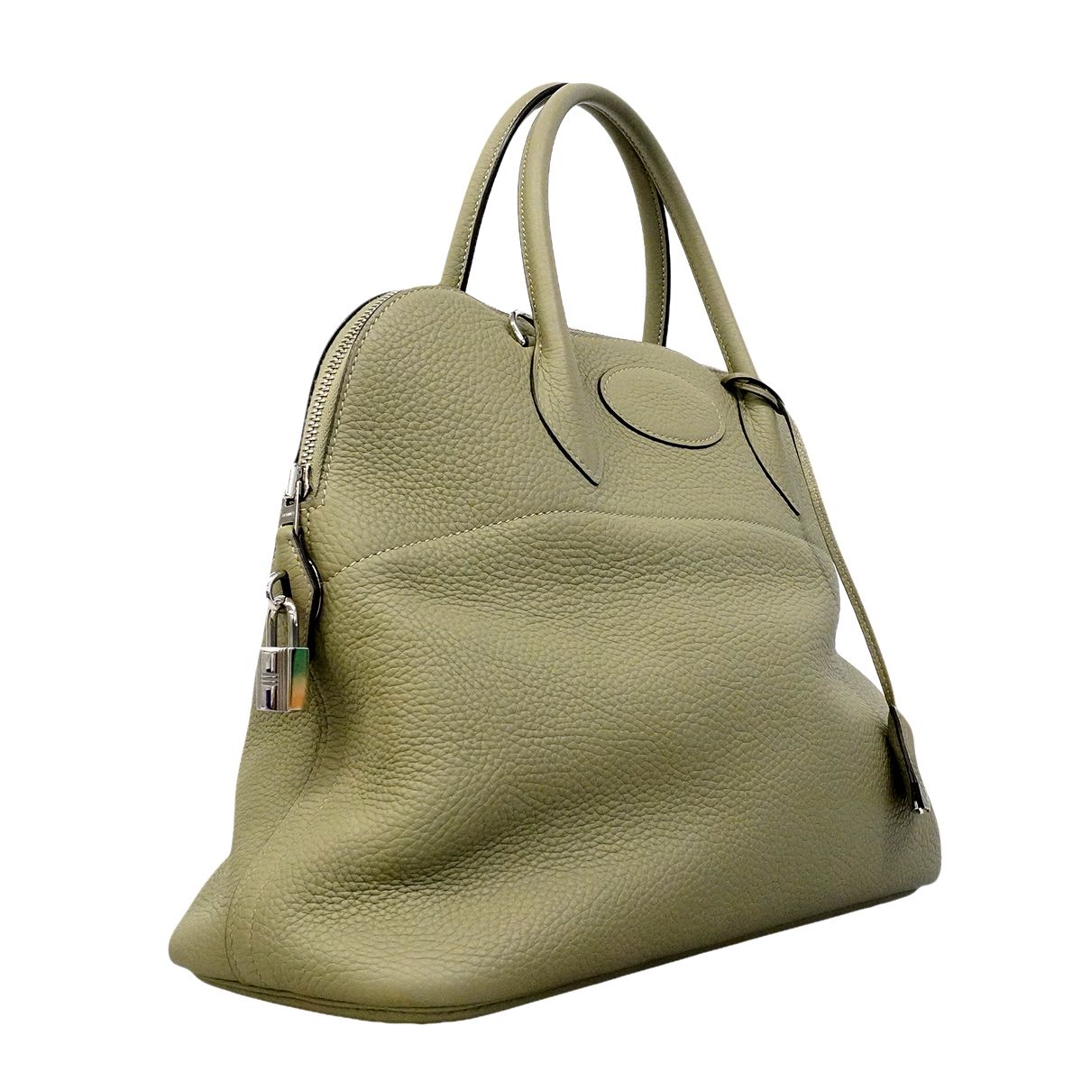 Hermes Handbag Bolide 35 Taurillon Clemence Sage Silver 2-Way — view 2