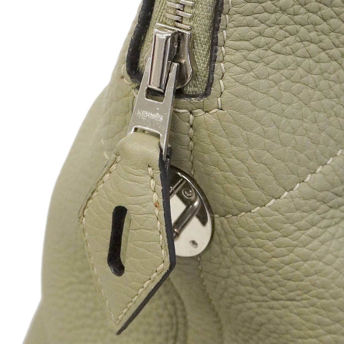 Hermes Handbag Bolide 35 Taurillon Clemence Sage Silver 2-Way — view 8