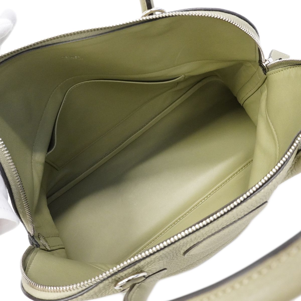 Hermes Handbag Bolide 35 Taurillon Clemence Sage Silver 2-Way — view 4