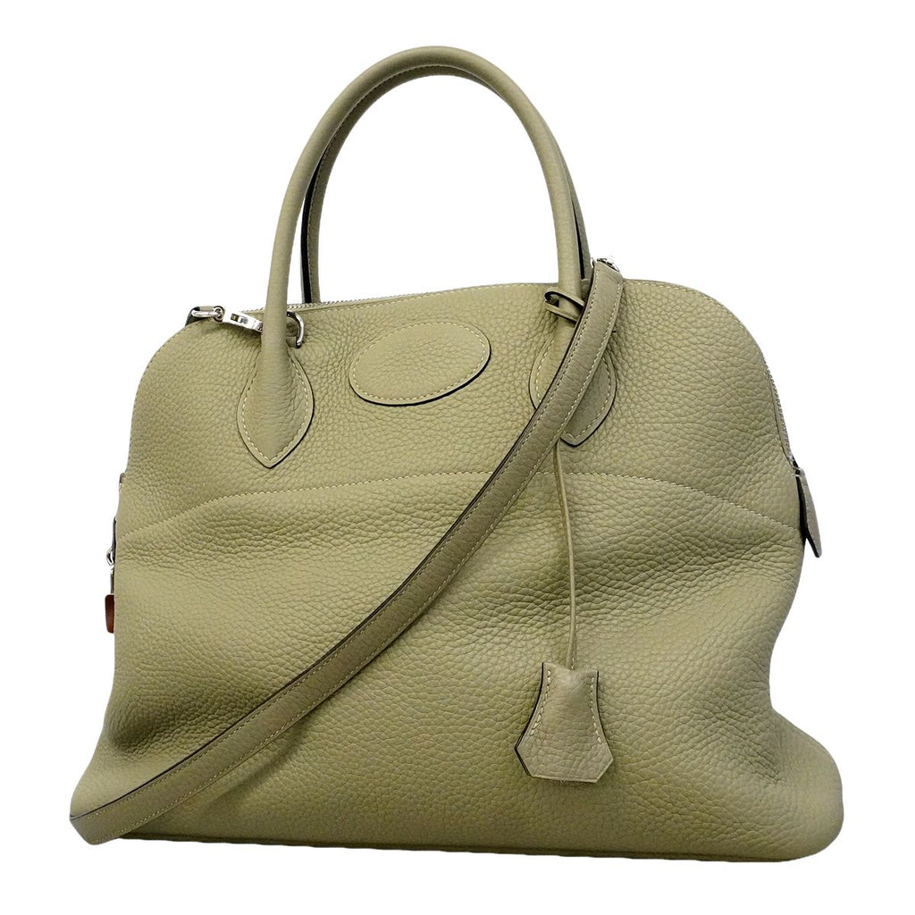 Hermes Handbag Bolide 35 Taurillon Clemence Sage Silver 2-Way