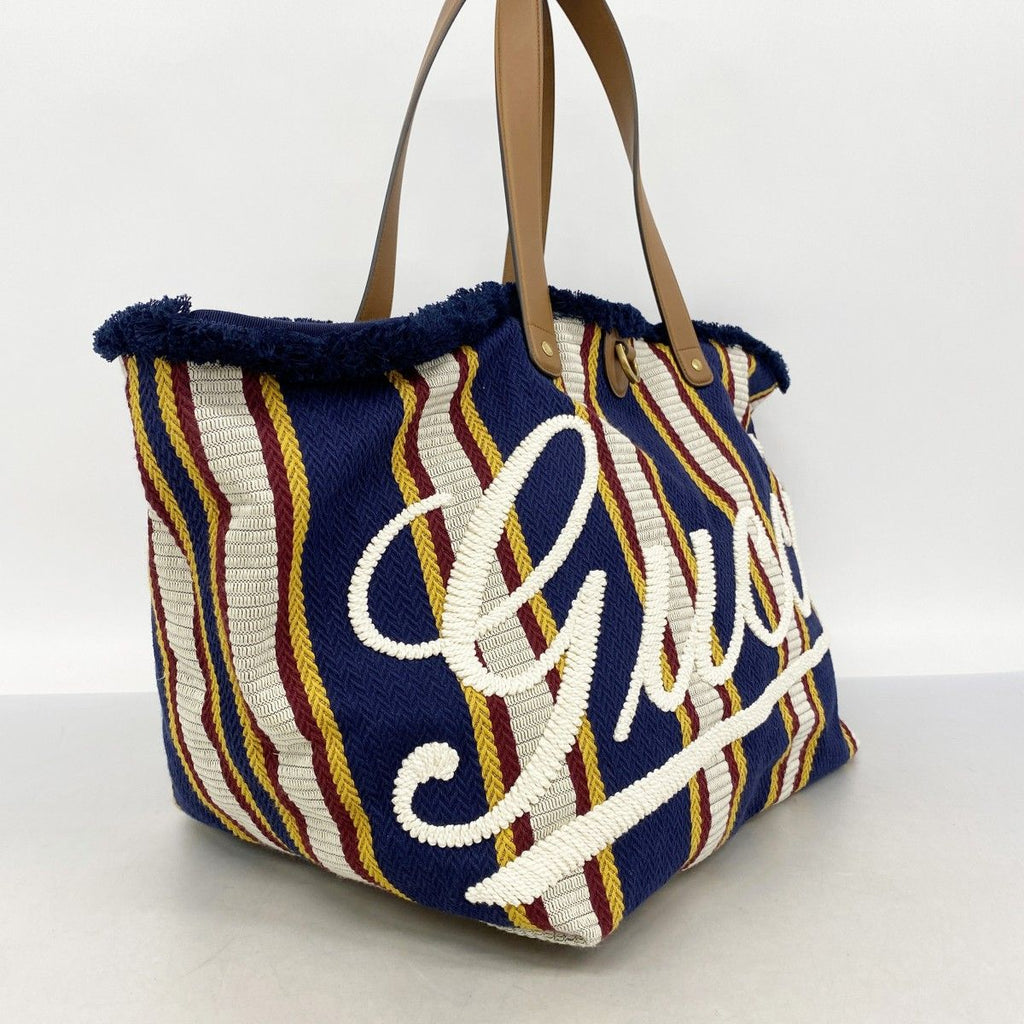 Gucci Tote Canvas Brown Navy Gold — view 2