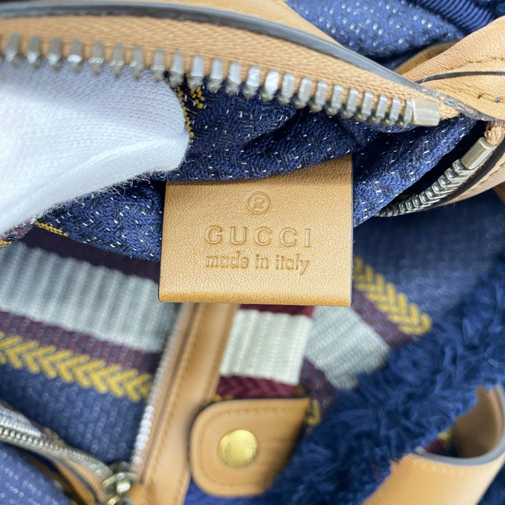 Gucci Tote Canvas Brown Navy Gold — view 5