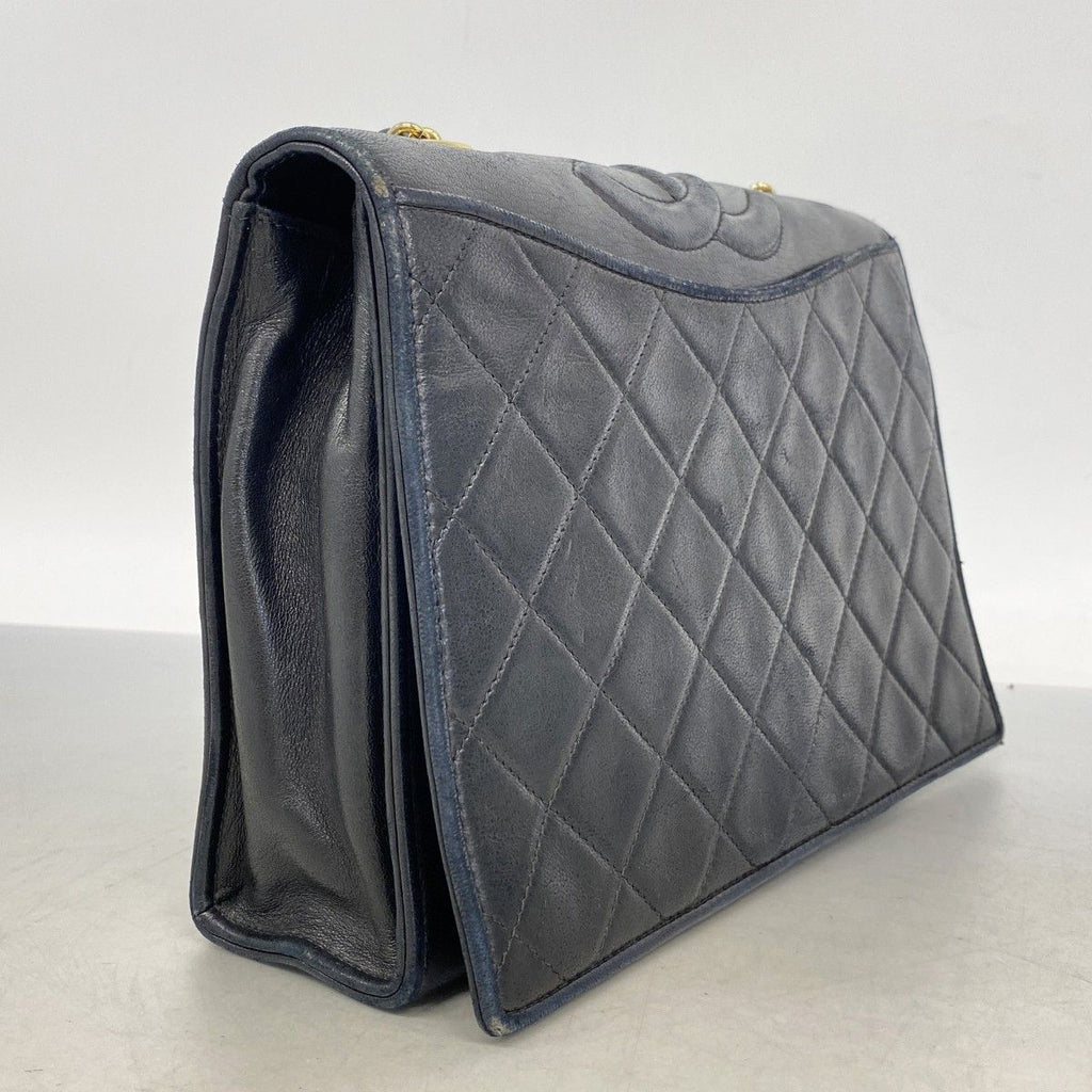 Chanel Shoulder Bag Quilted Lambskin Black Gold — view 2
