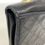 Chanel Shoulder Bag Quilted Lambskin Black Gold — view 7
