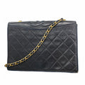Chanel Shoulder Bag Quilted Lambskin Black Gold