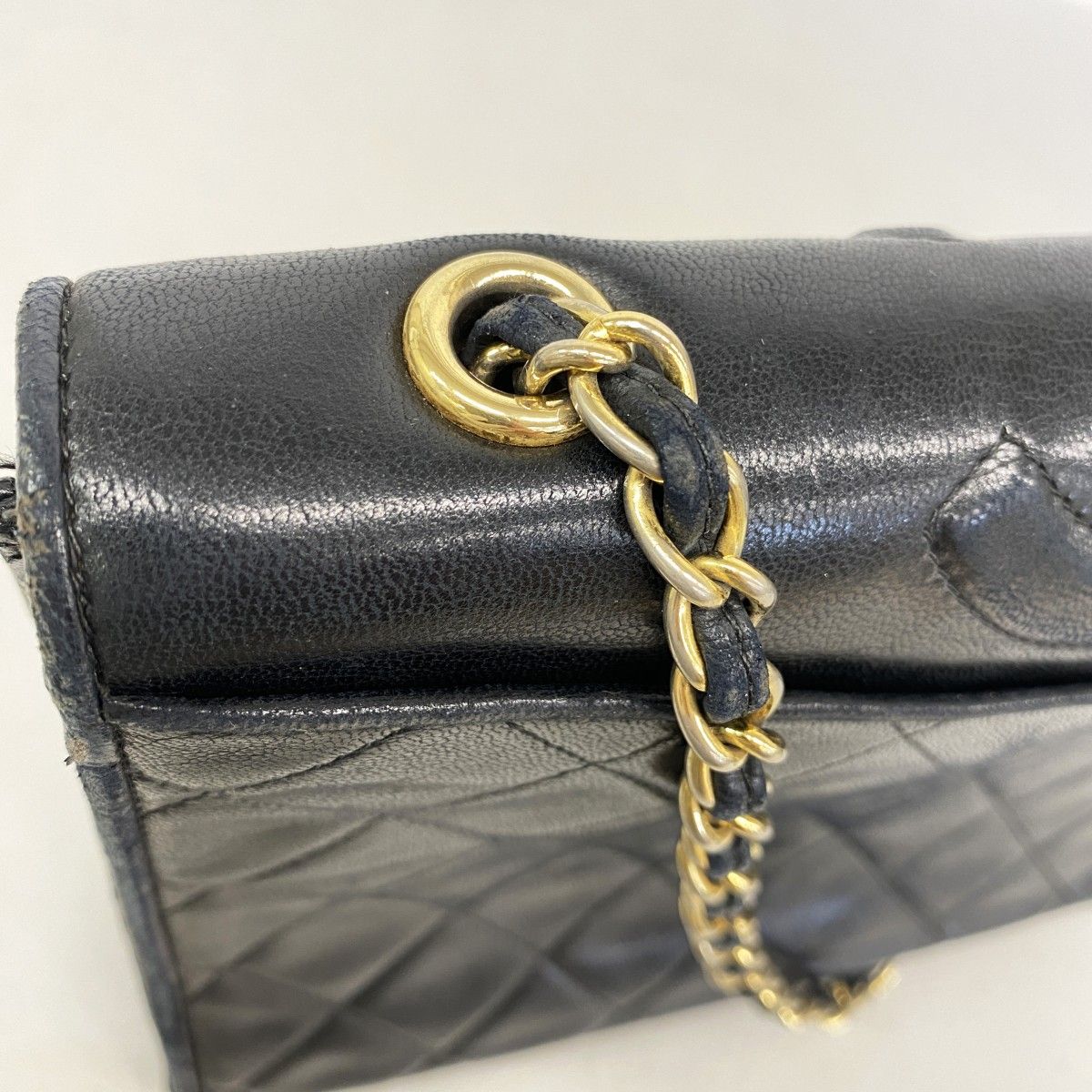 Chanel Shoulder Bag Quilted Lambskin Black Gold — view 8