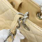 Chanel Chain Tote Quilted Caviar Leather Beige Silver — view 8