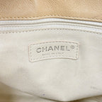 Chanel Chain Tote Quilted Caviar Leather Beige Silver — view 5