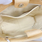 Chanel Chain Tote Quilted Caviar Leather Beige Silver — view 4