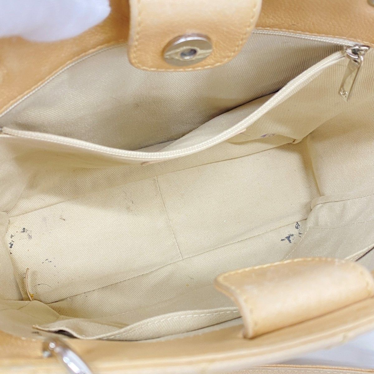 Chanel Chain Tote Quilted Caviar Leather Beige Silver — view 4