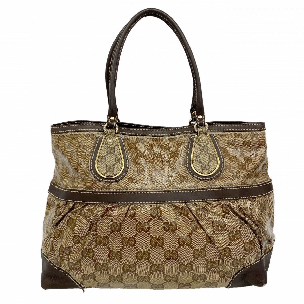 Gucci Tote GG Crystal Beige Brown Champagne Gold