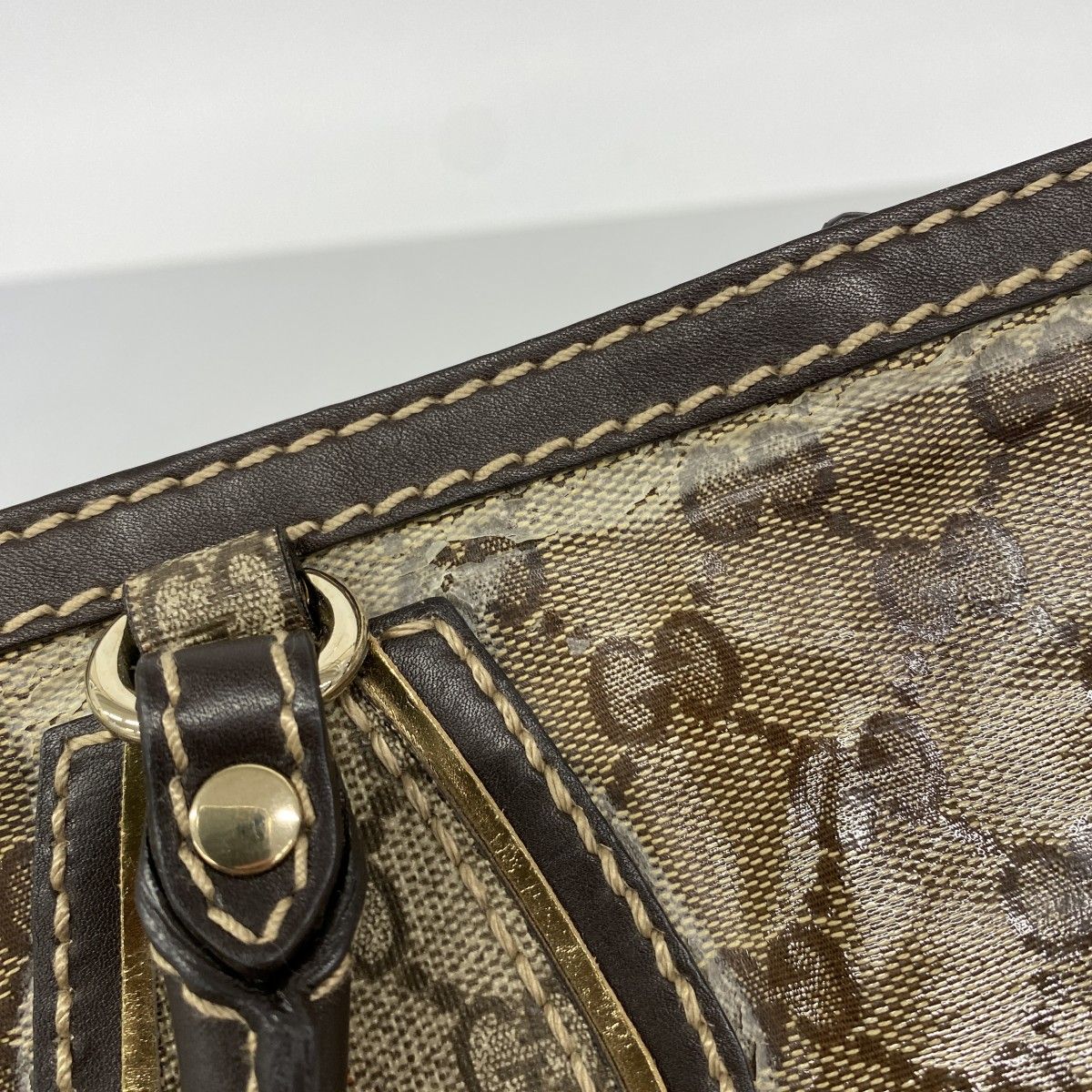 Gucci Tote GG Crystal Beige Brown Champagne Gold — view 7