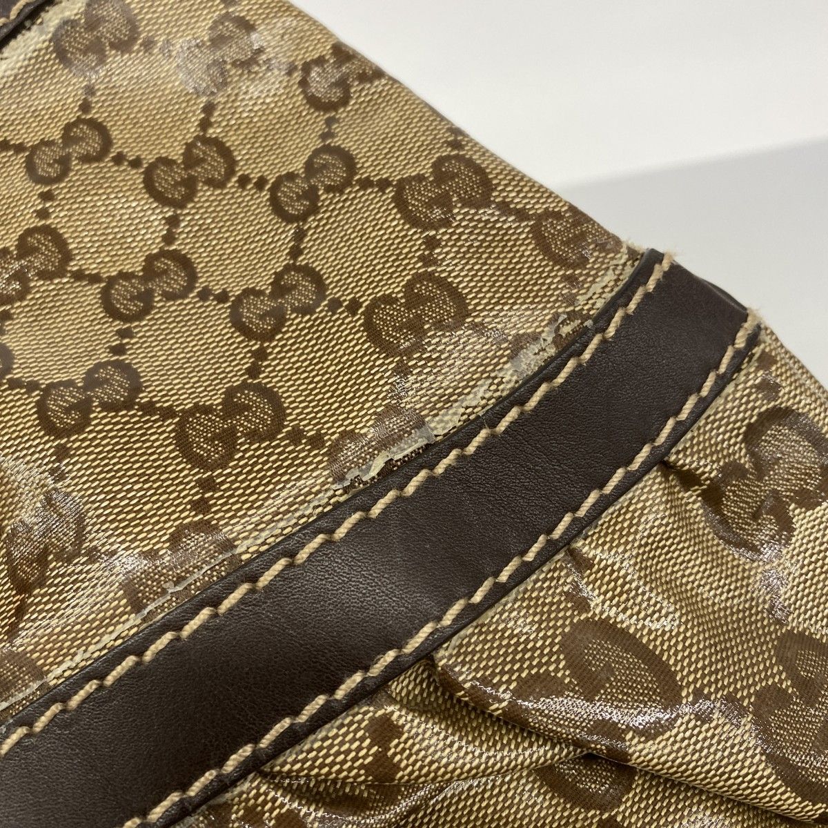 Gucci Tote GG Crystal Beige Brown Champagne Gold — view 8