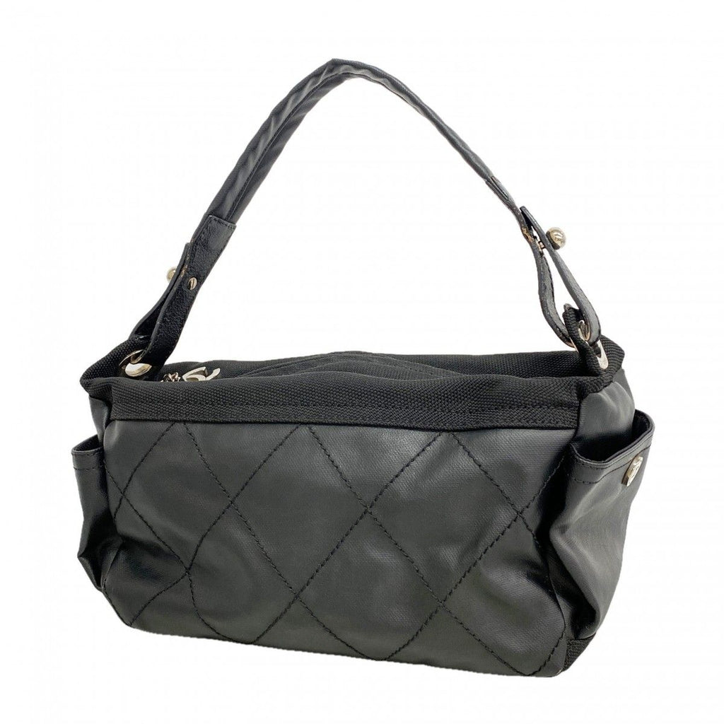 Chanel Shoulder Bag Paris Biarritz Canvas Black Silver