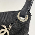 Chanel Shoulder Bag Paris Biarritz Canvas Black Silver — view 8