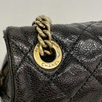 Chanel Shoulder Bag Quilted Caviar Leather Black Gold — view 8