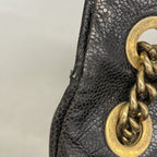 Chanel Shoulder Bag Quilted Caviar Leather Black Gold — view 6