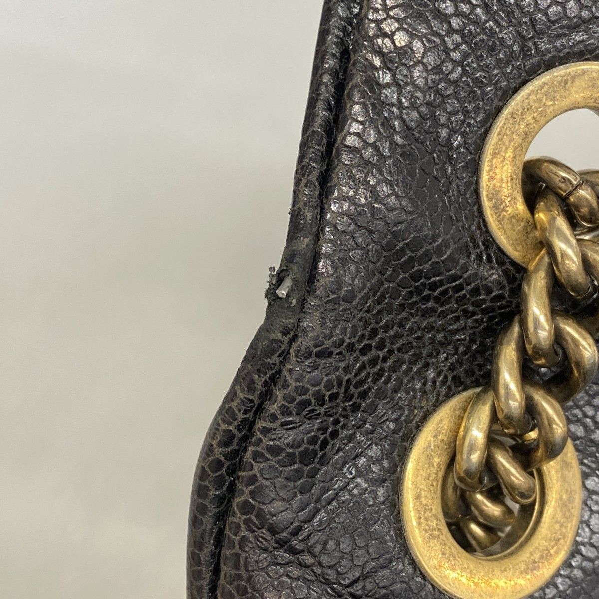 Chanel Shoulder Bag Quilted Caviar Leather Black Gold — view 6