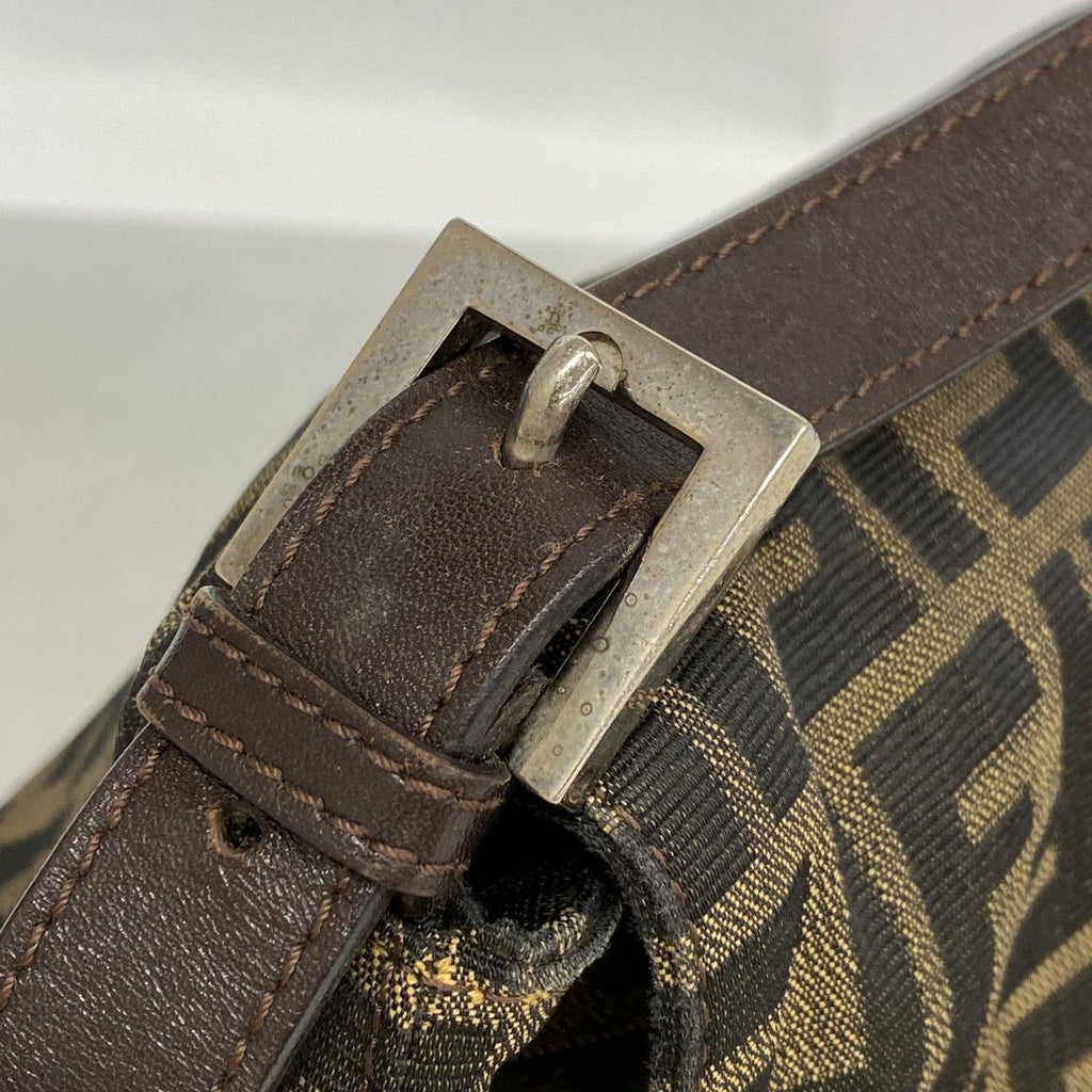 Fendi Handbag Zucca Mamma Bucket Nylon Canvas Brown Silver — view 7