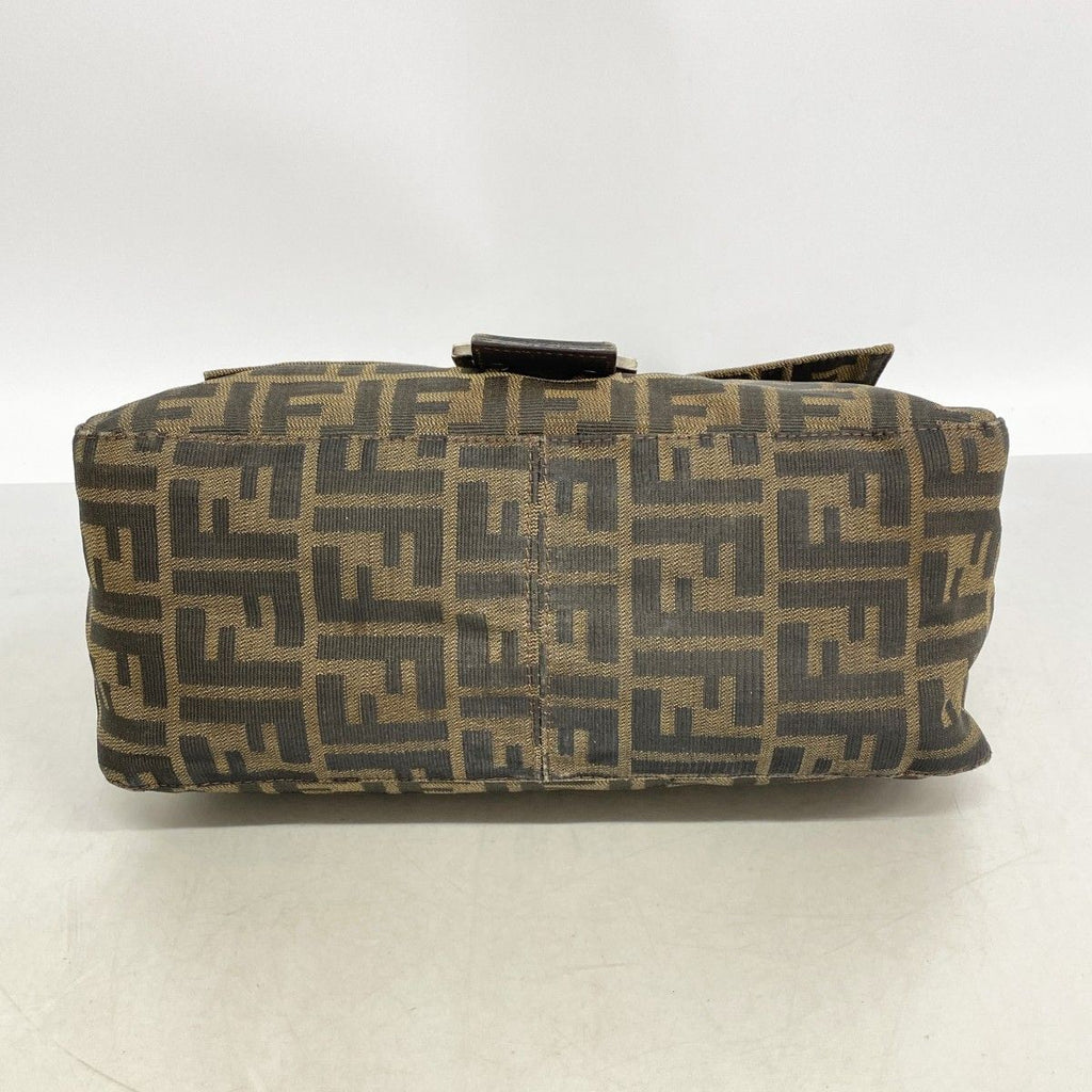 Fendi Handbag Zucca Mamma Bucket Nylon Canvas Brown Silver — view 3