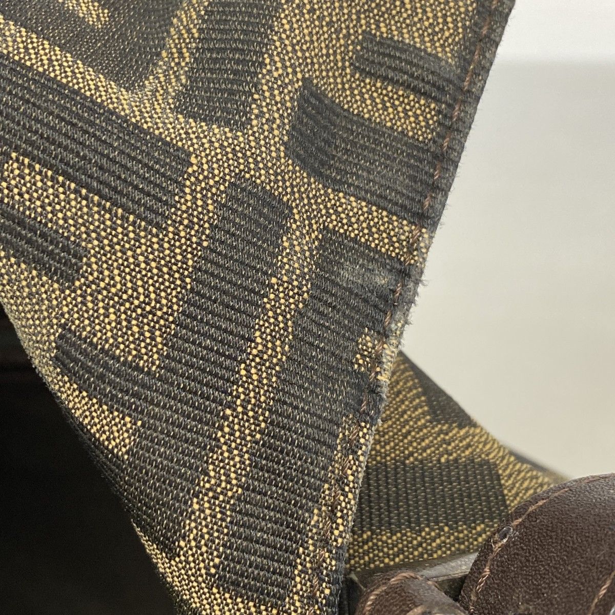 Fendi Handbag Zucca Mamma Bucket Nylon Canvas Brown Silver — view 6