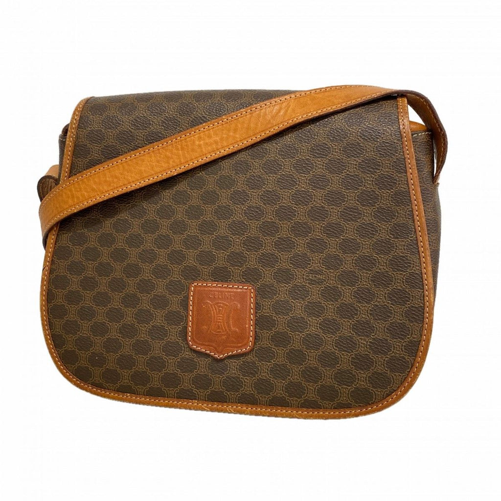 Celine Shoulder Bag Macadam Brown Gold
