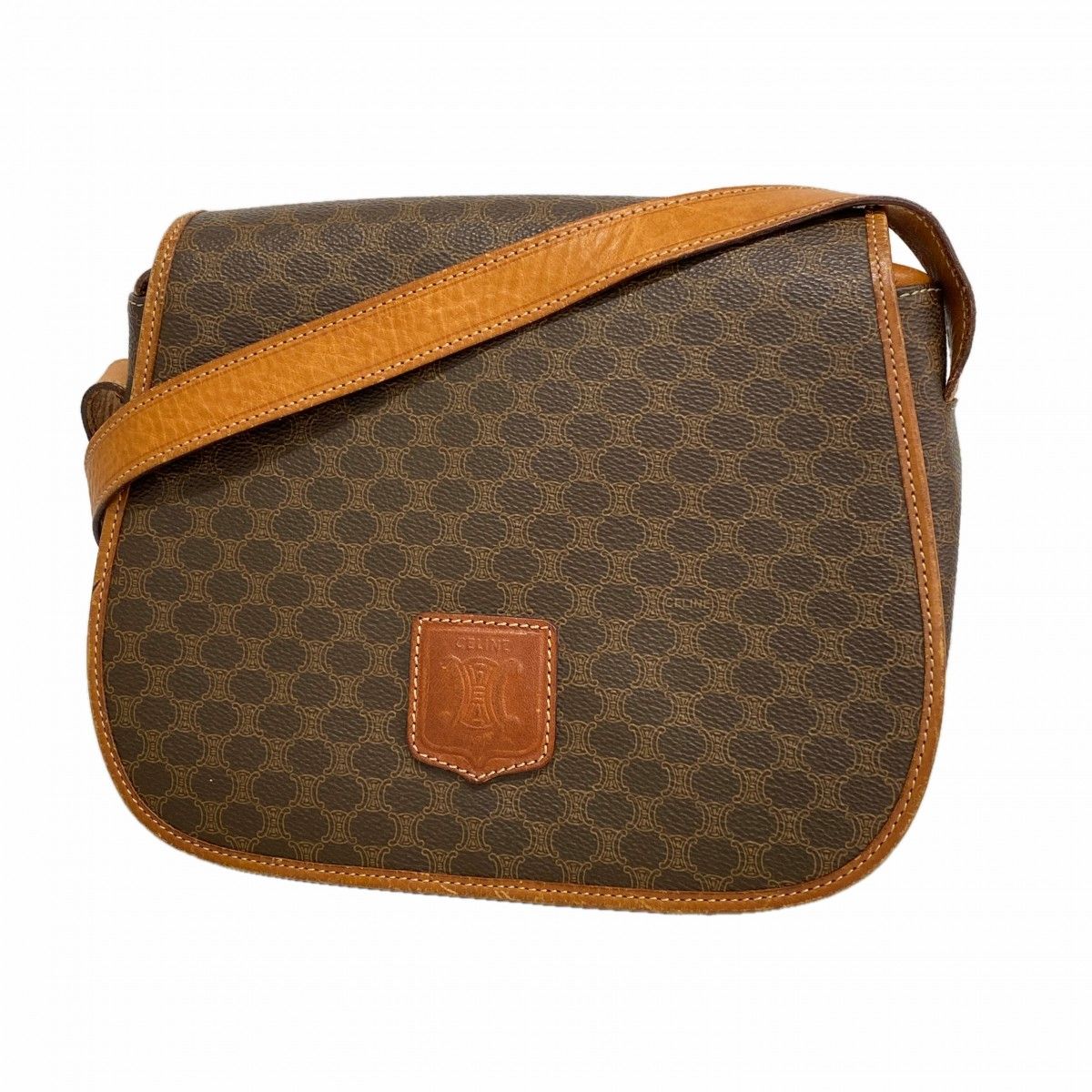 Celine Shoulder Bag Macadam Brown Gold