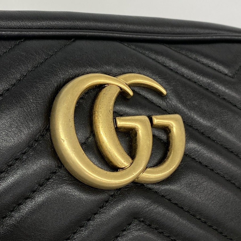 Gucci Shoulder Bag GG Marmont Leather Black Gold — view 8