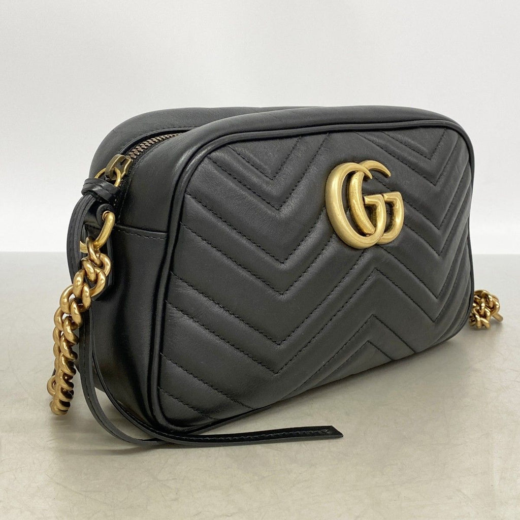 Gucci Shoulder Bag GG Marmont Leather Black Gold — view 2