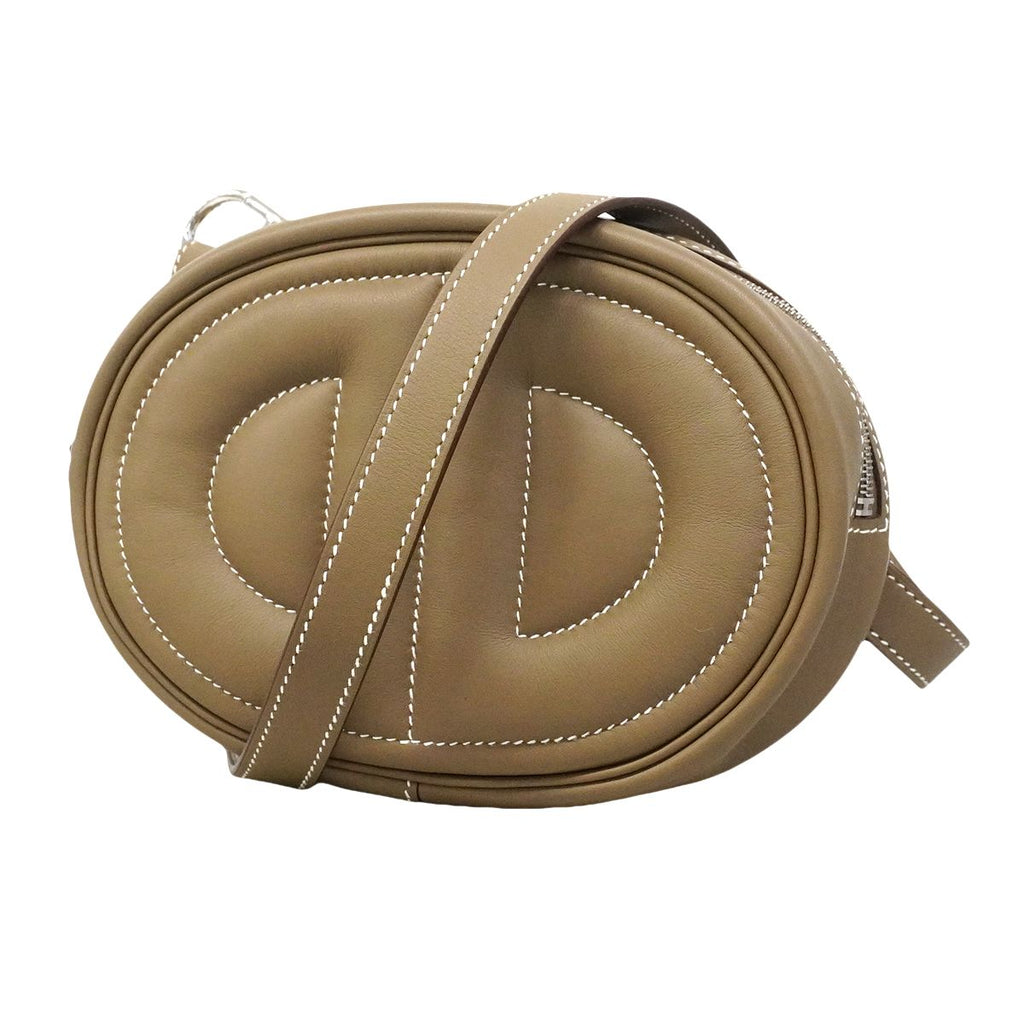 Hermes Shoulder Bag in the Loop Swift Etoupe Silver