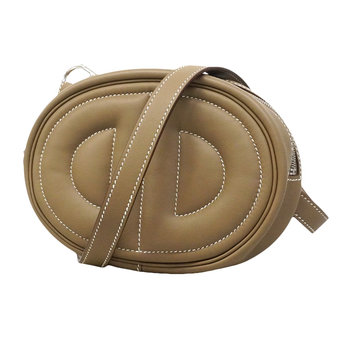 Hermes Shoulder Bag in the Loop Swift Etoupe Silver