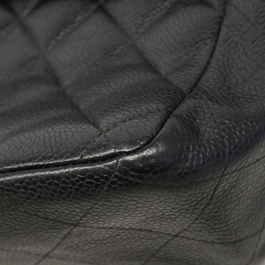Chanel Shoulder Bag Maxi Quilted Caviar Leather Black Silver — view 6