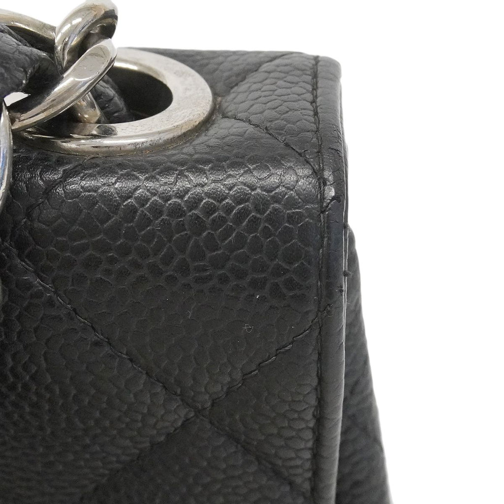 Chanel Shoulder Bag Maxi Quilted Caviar Leather Black Silver — view 7