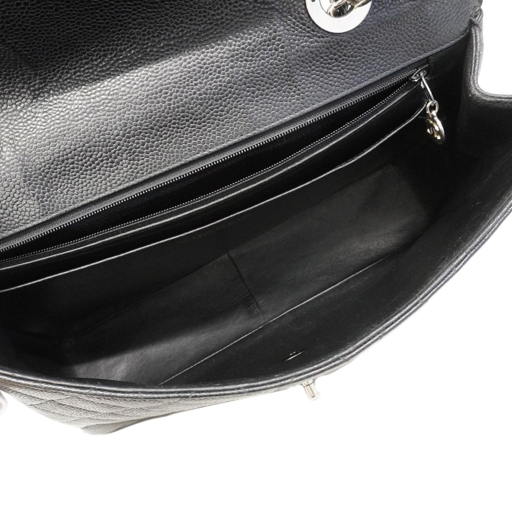 Chanel Shoulder Bag Maxi Quilted Caviar Leather Black Silver — view 4