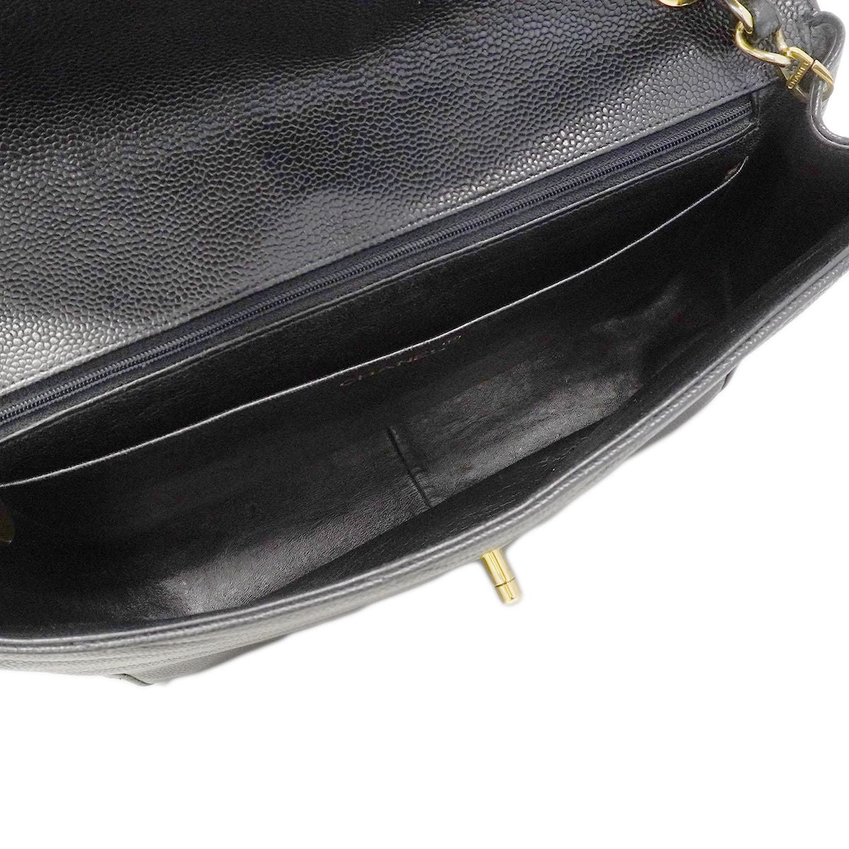 Chanel Shoulder Bag Stitch Caviar Leather Black Gold — view 4