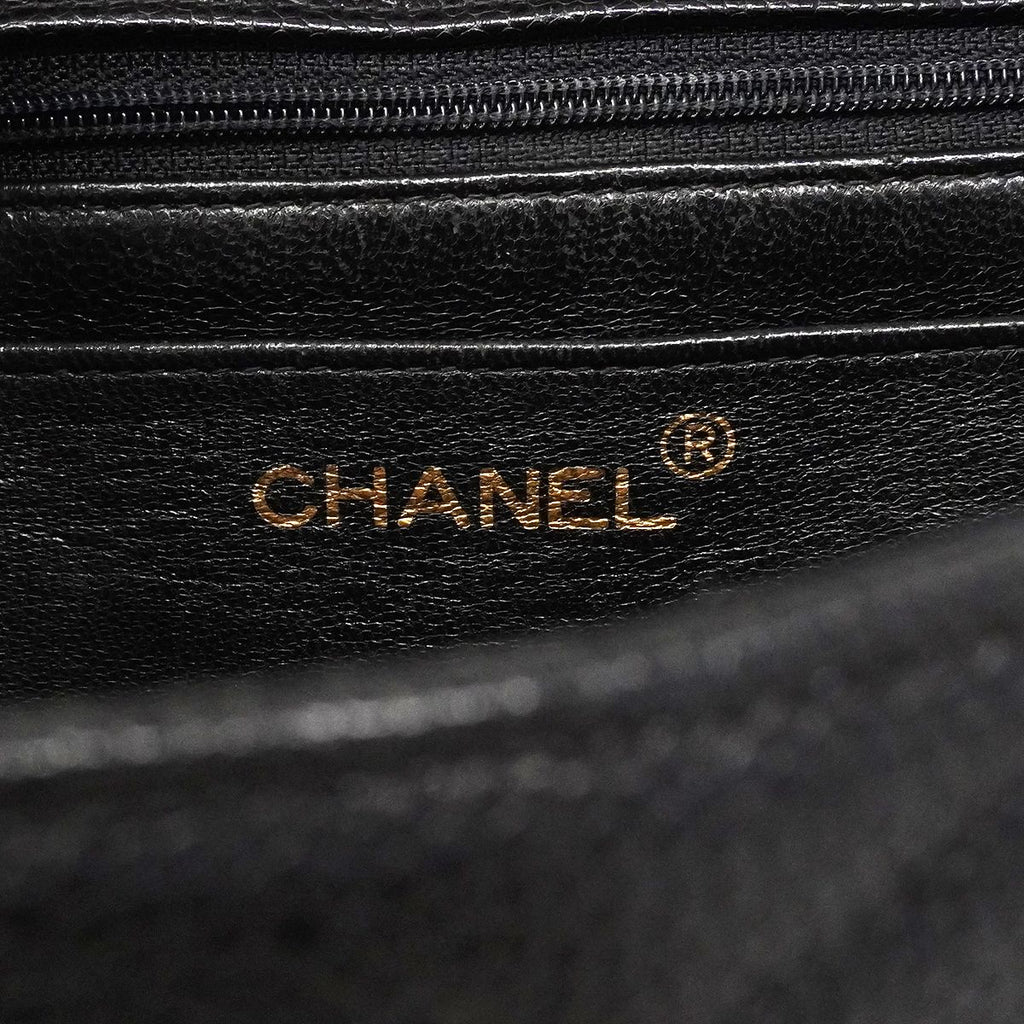 Chanel Shoulder Bag Stitch Caviar Leather Black Gold — view 5