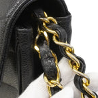 Chanel Shoulder Bag Stitch Caviar Leather Black Gold — view 8