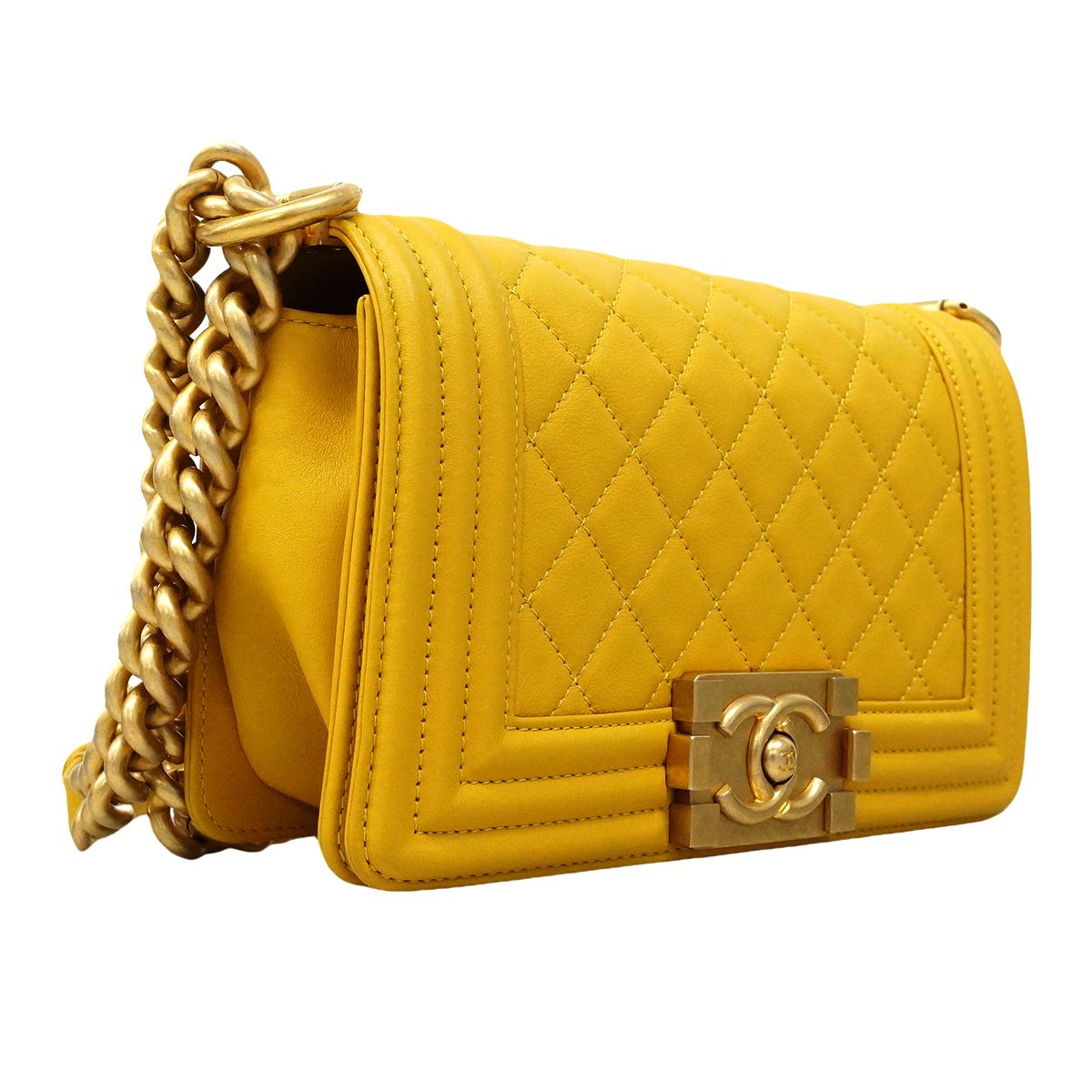 Chanel Shoulder Bag Boy Lambskin Yellow Gold — view 2